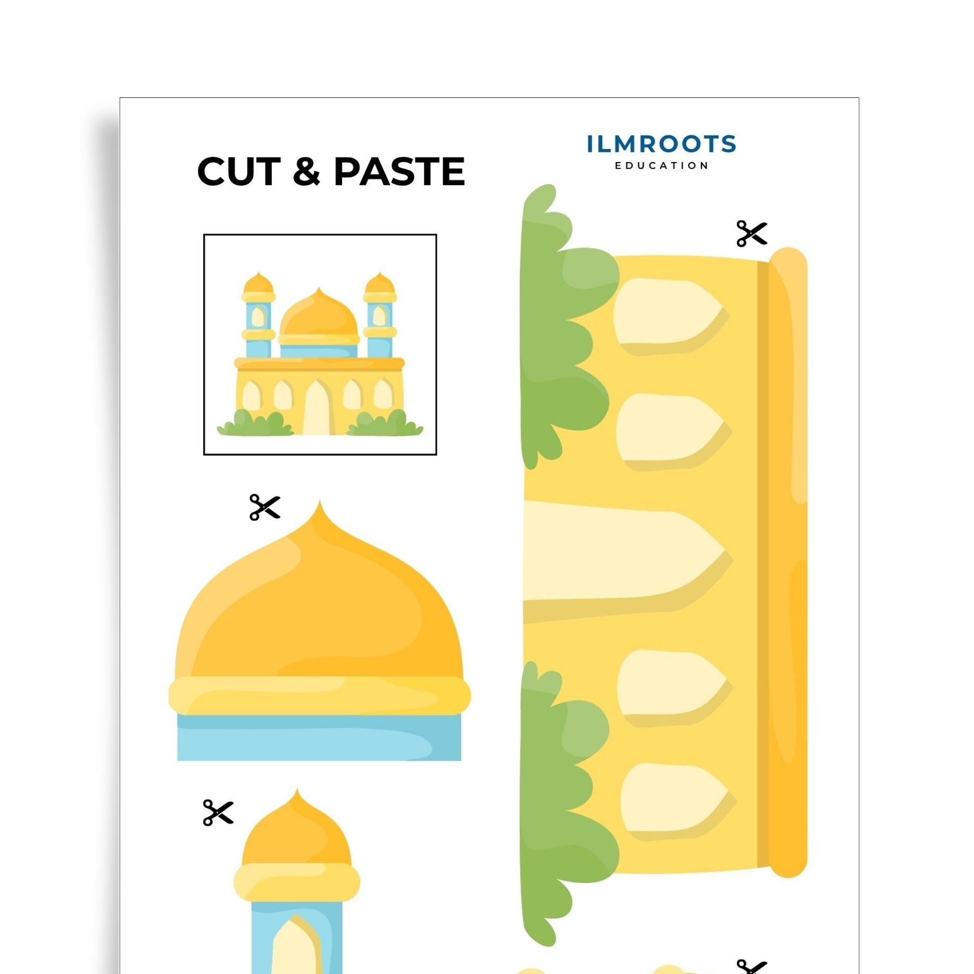 Build a Masjid Cut & Paste Activity | Islamic Craft for Kids