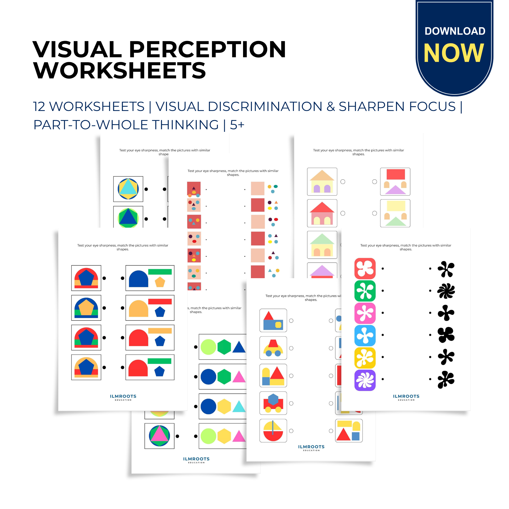 Visual Perception Worksheets | Shape Matching Puzzles | 12 worksheets ...