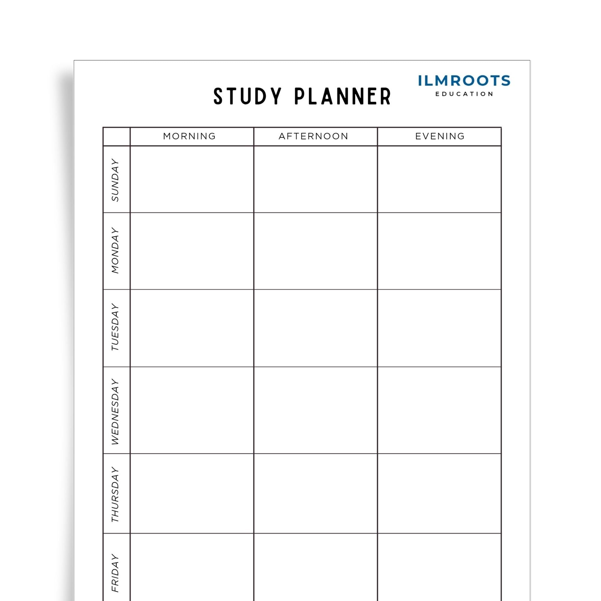 Study Planner | Weekly Time-Block Planner Printable (Style 1)