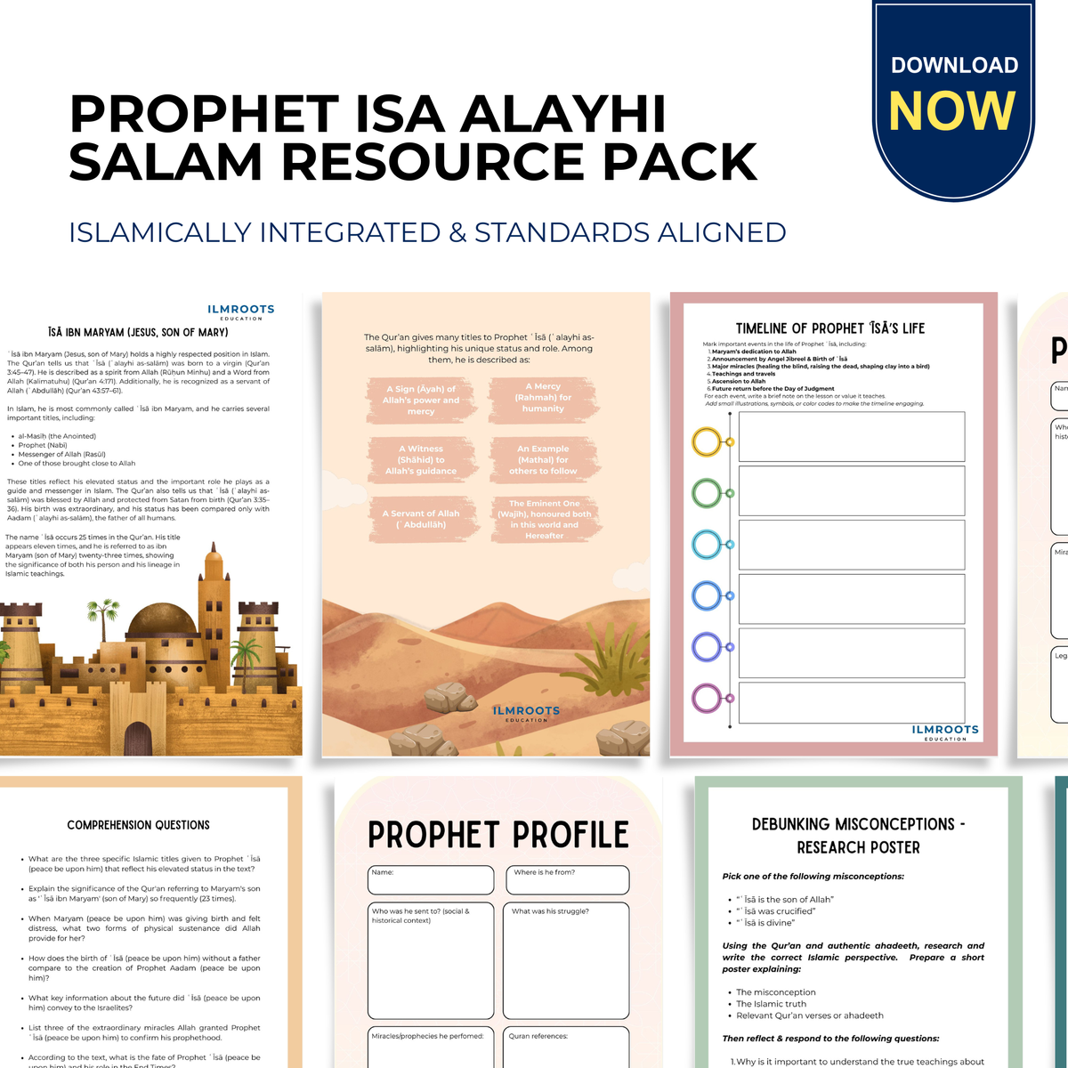 Isa ibn Maryam (Alayhi Salam)| Jesus, Son of Mary — Birth, Miracles & the Truth About His Return | Ages 12+ | 24 Pages