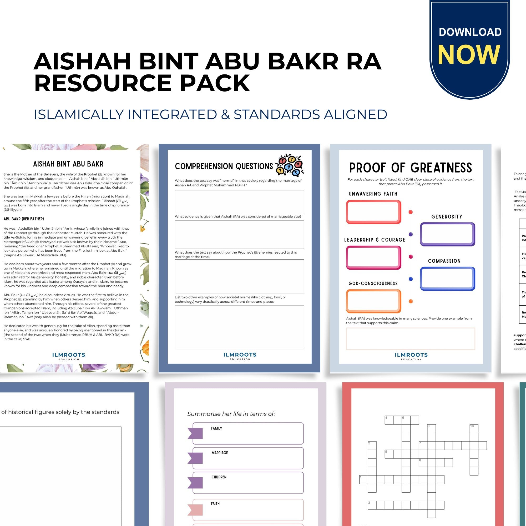 'A'ishah bint Abu Bakr In-Depth Study | Seerah of the Sahabiyat | Ages 12+ | 13 Pages