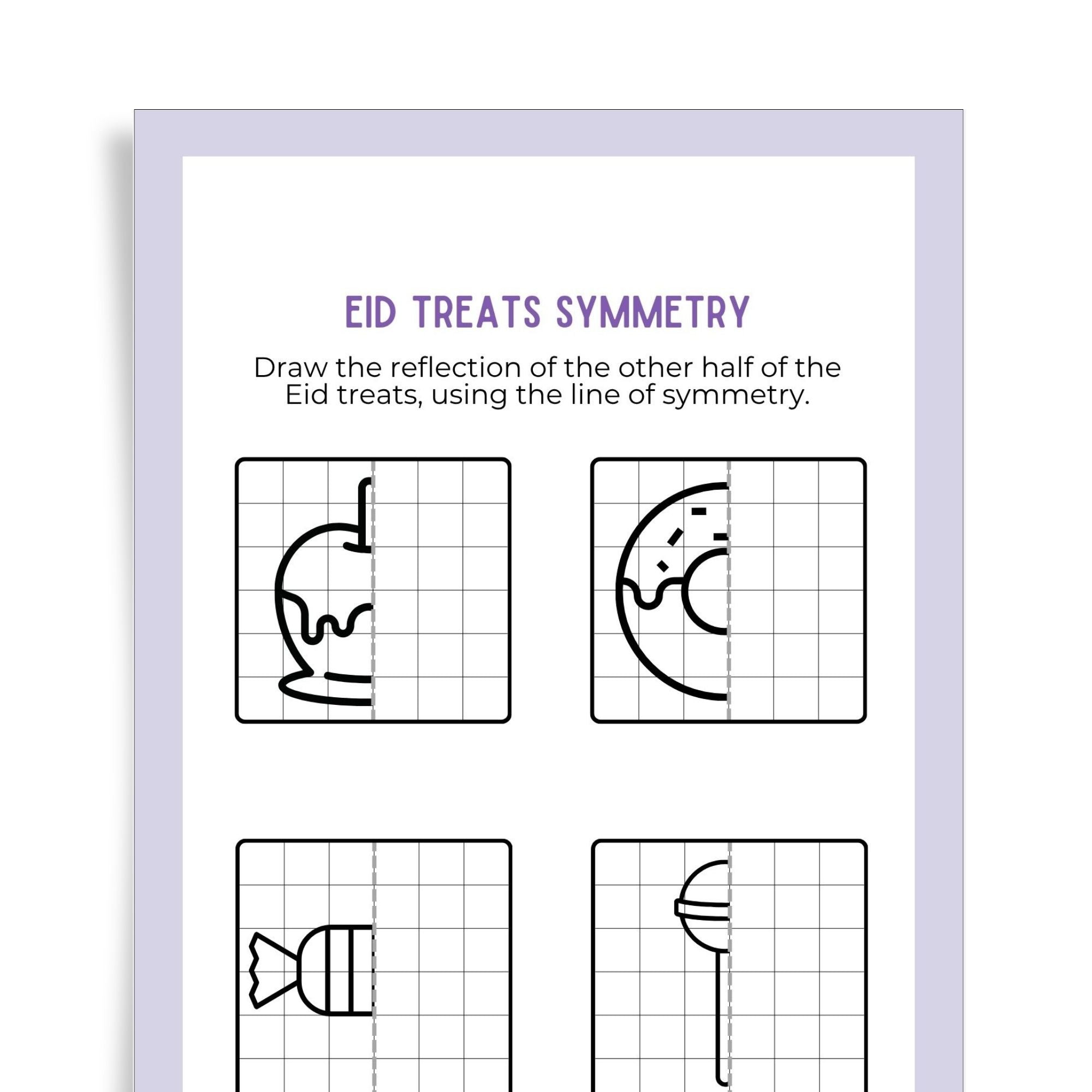 Eid Treats Symmetry Worksheet | Maths & Art Activity for Kids