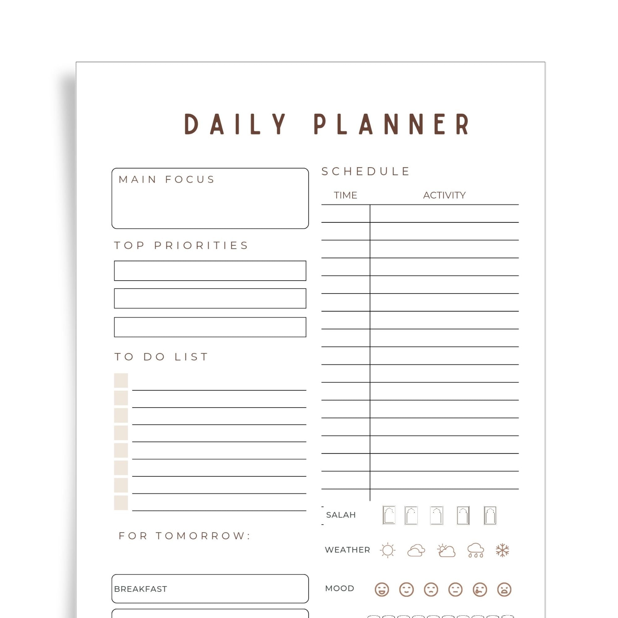 Daily Muslim Planner | Comprehensive Daily Planning Printable