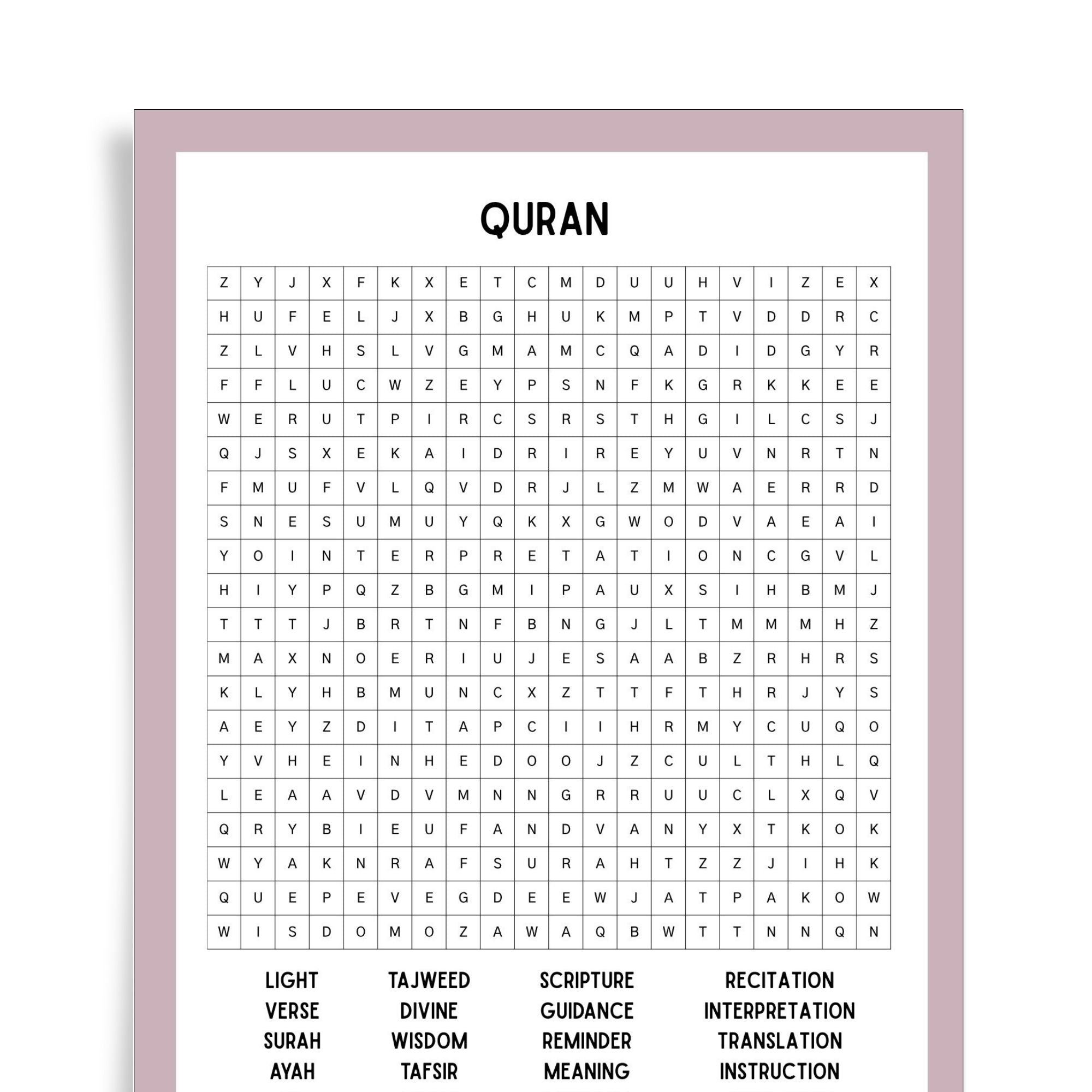 Quran Find a Word | Islamic Word Search Puzzle for Kids