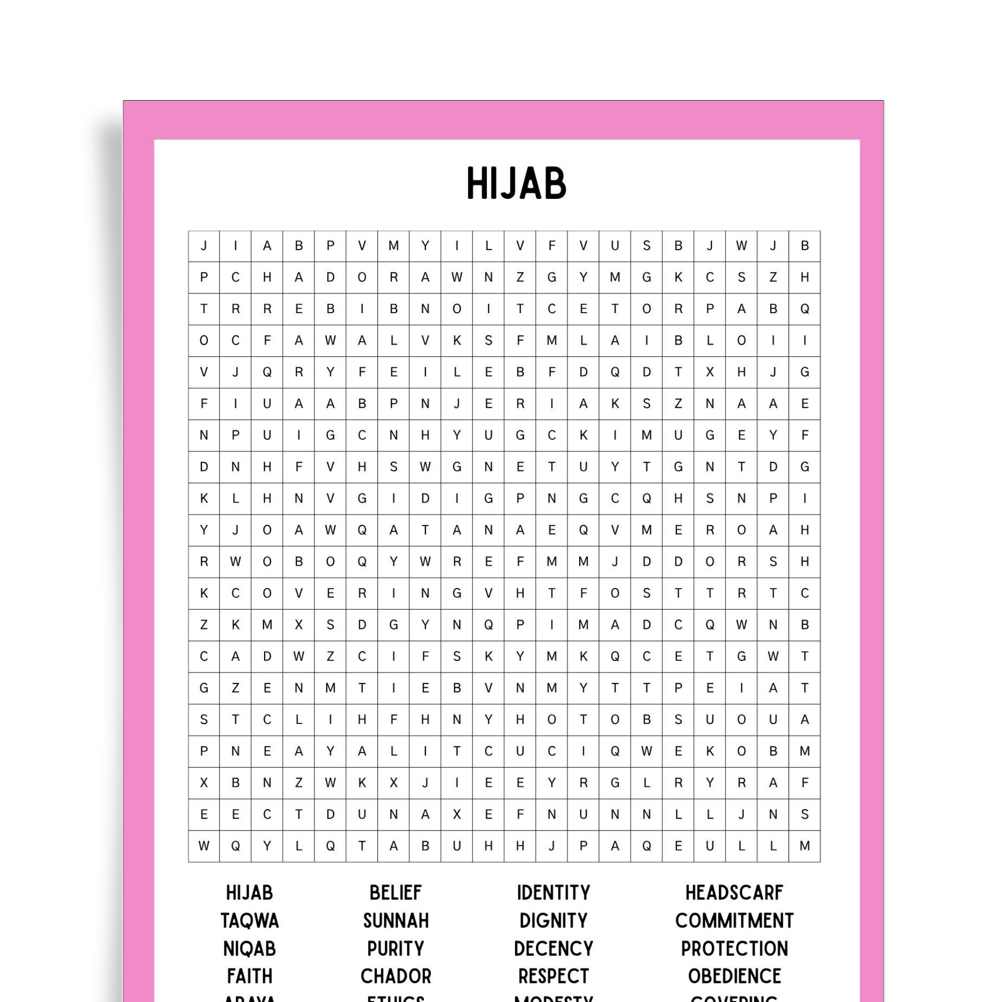 Hijab Find a Word | Islamic Word Search Puzzle for Kids