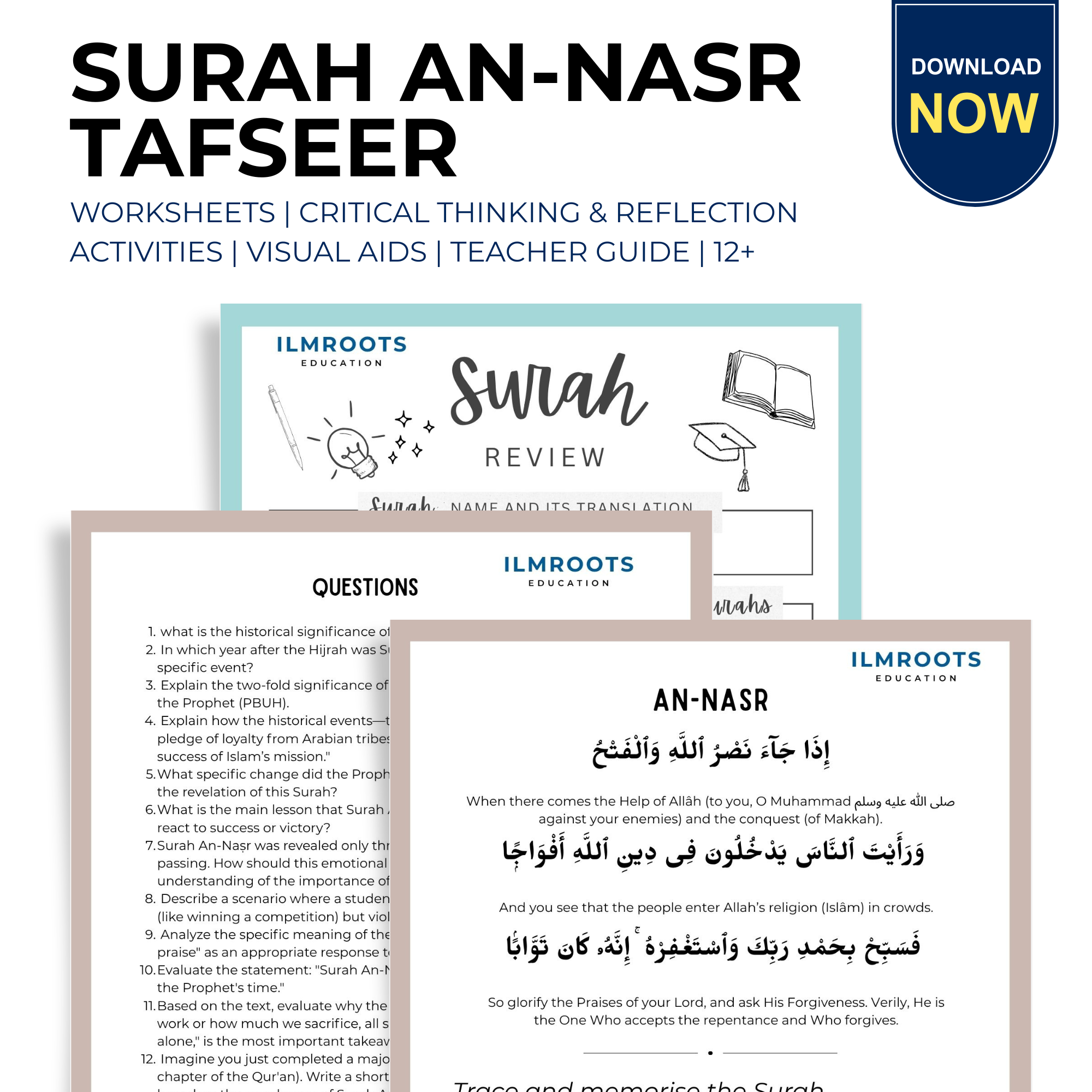 Surah An-Nasr Study Pack | Tafsir, Tracing + Comprehension | Ages 12+