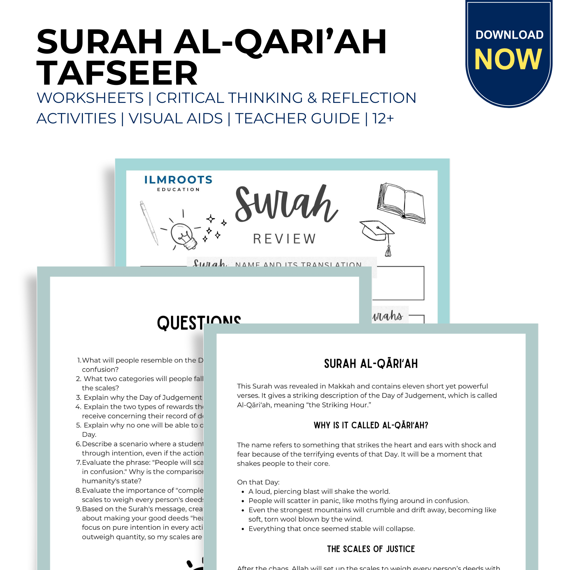 Surah Al-Qari'ah Study Pack | Tafsir, Tracing + Comprehension | Ages 12+