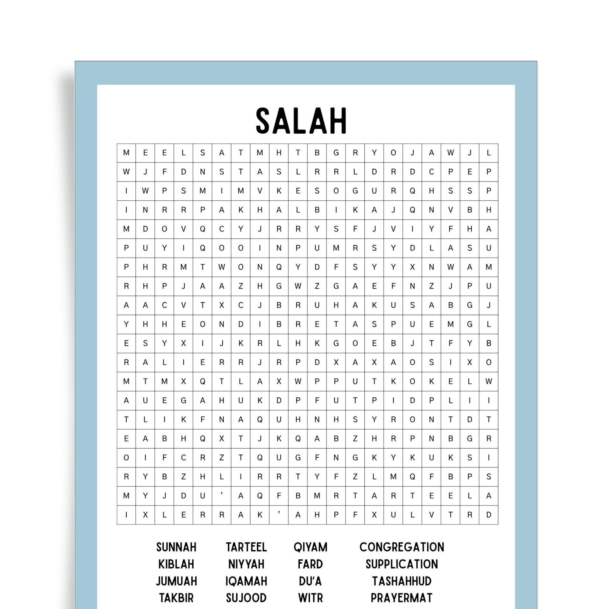 Salah Find a Word | Islamic Word Search Puzzle for Kids
